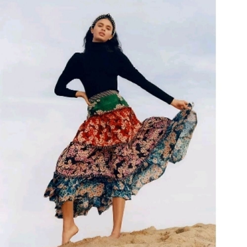 Bhanuni by jyoti Anarosa Tiered Maxi Skirt Size 4 - Picture 3 of 8